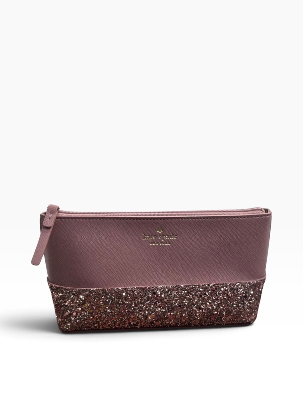 kate spade Dusty Rose Mauve Pink Glitter-Trim Pouch